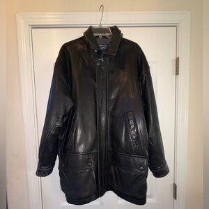 Vintage Nautica Black Leather Jacket